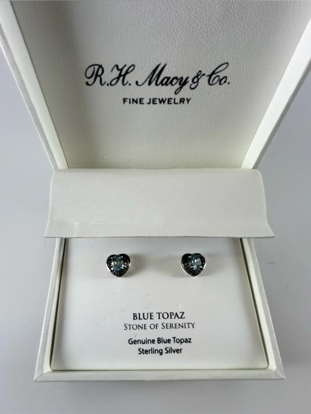 R. H. Macy’s Sterling Silver Blue Topaz Heart Stud Earrings